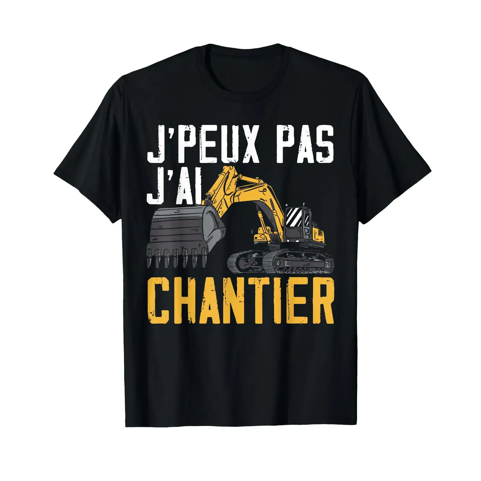 Фото Футболка J'Peux Pas J'Ai Chantier Humour Builder Construction, винтажная, с эффектом потертости, модная, с графическим дизайном, дышащая, повседневная №1
