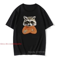 cotton men tshirts funny t shirt raccoon in sweater tee shirts retro print guys tees father day kawaii tops cartoon tops