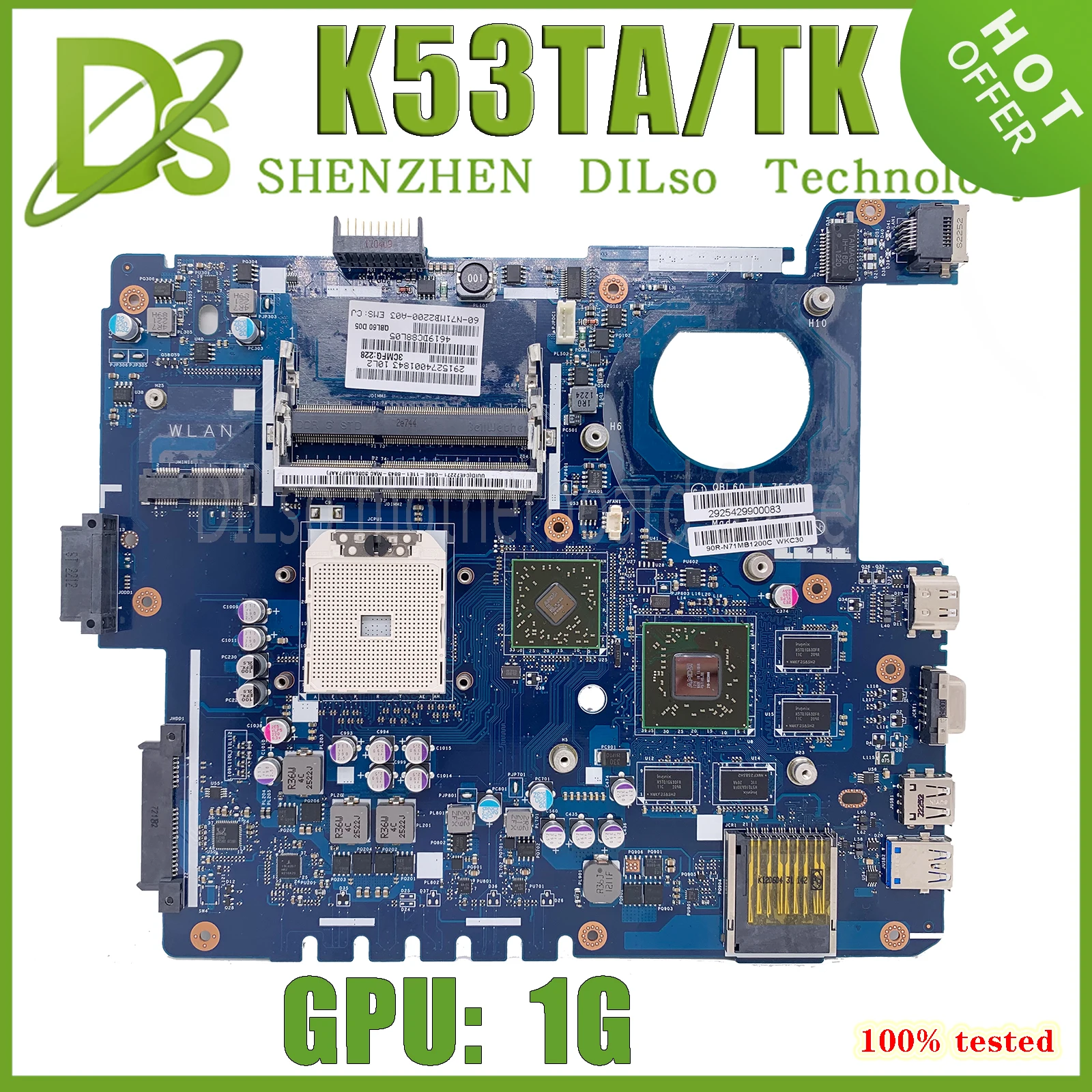 KEFU K53TK Motherboard For ASUS QBL60 LA-7552P K53TA K53T X53T Notebook Mainboard DDR3 100% Fully Tested OK