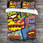 Красочный комикс, мягкая искусственная кожа с 2 наволочками, пододеяльник на молнии