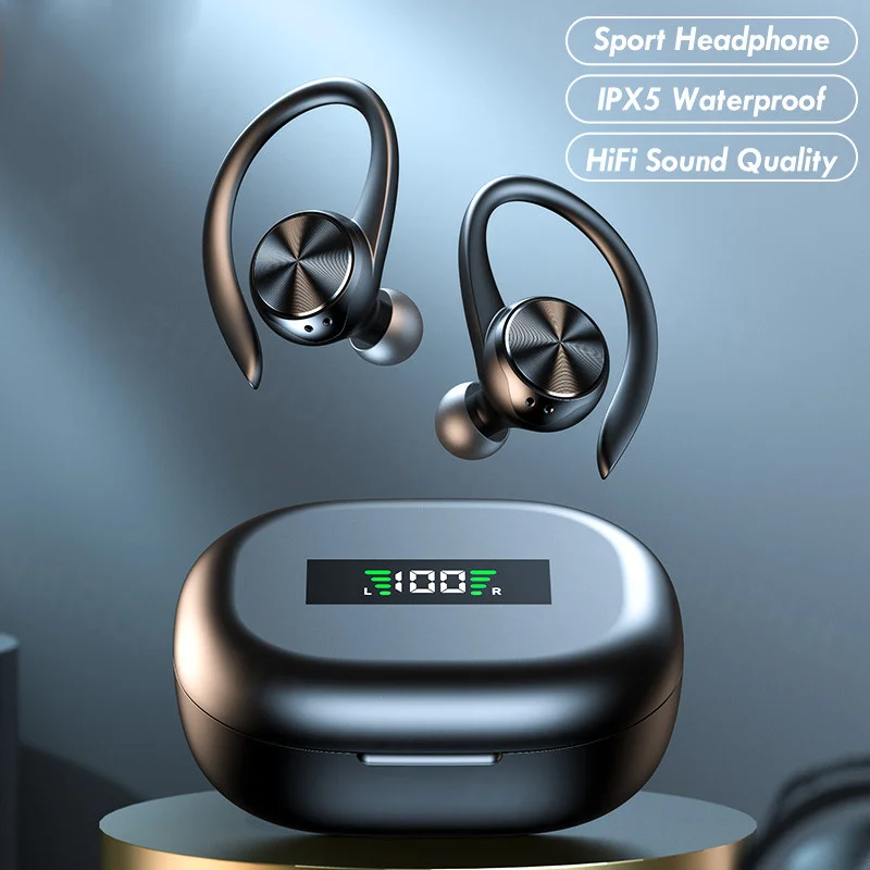 

Bluetooth Wireless Headphones IPX5 Waterproof Sports Ear Hooks Earphones TWS HiFi Stereo Music Earbuds Airdots With Mic