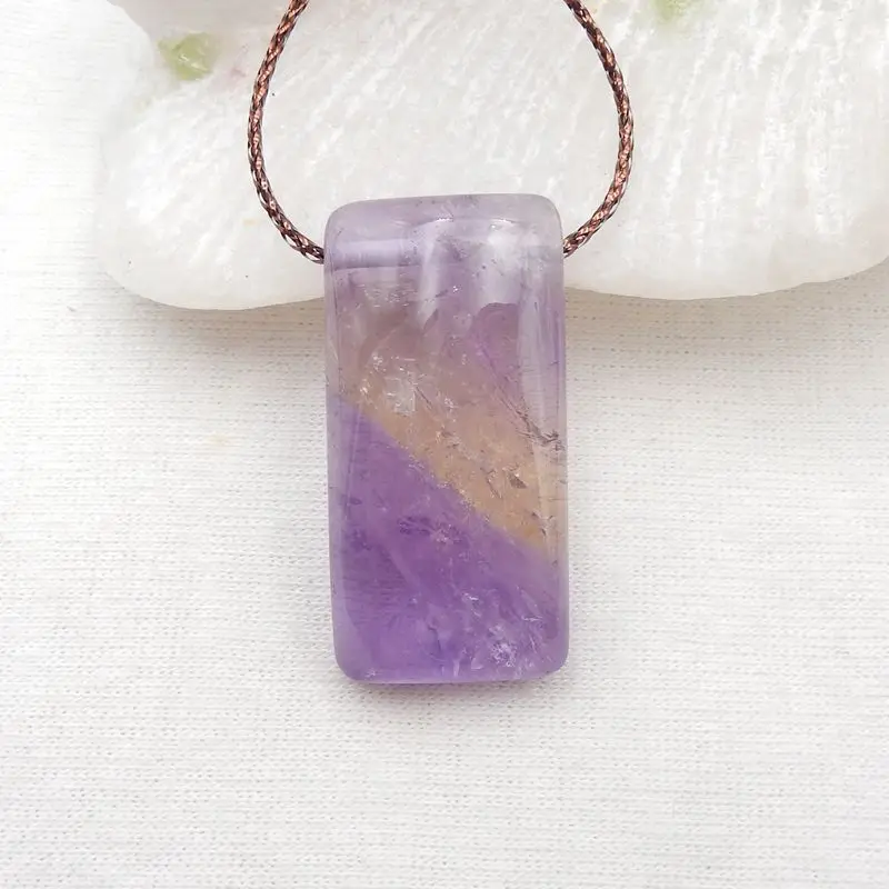 Natural Stone Ametrine Gemstone Pendant Bead 32x16x8mm 9g Semiprecious DIY Jewelry Making Necklace Accessories