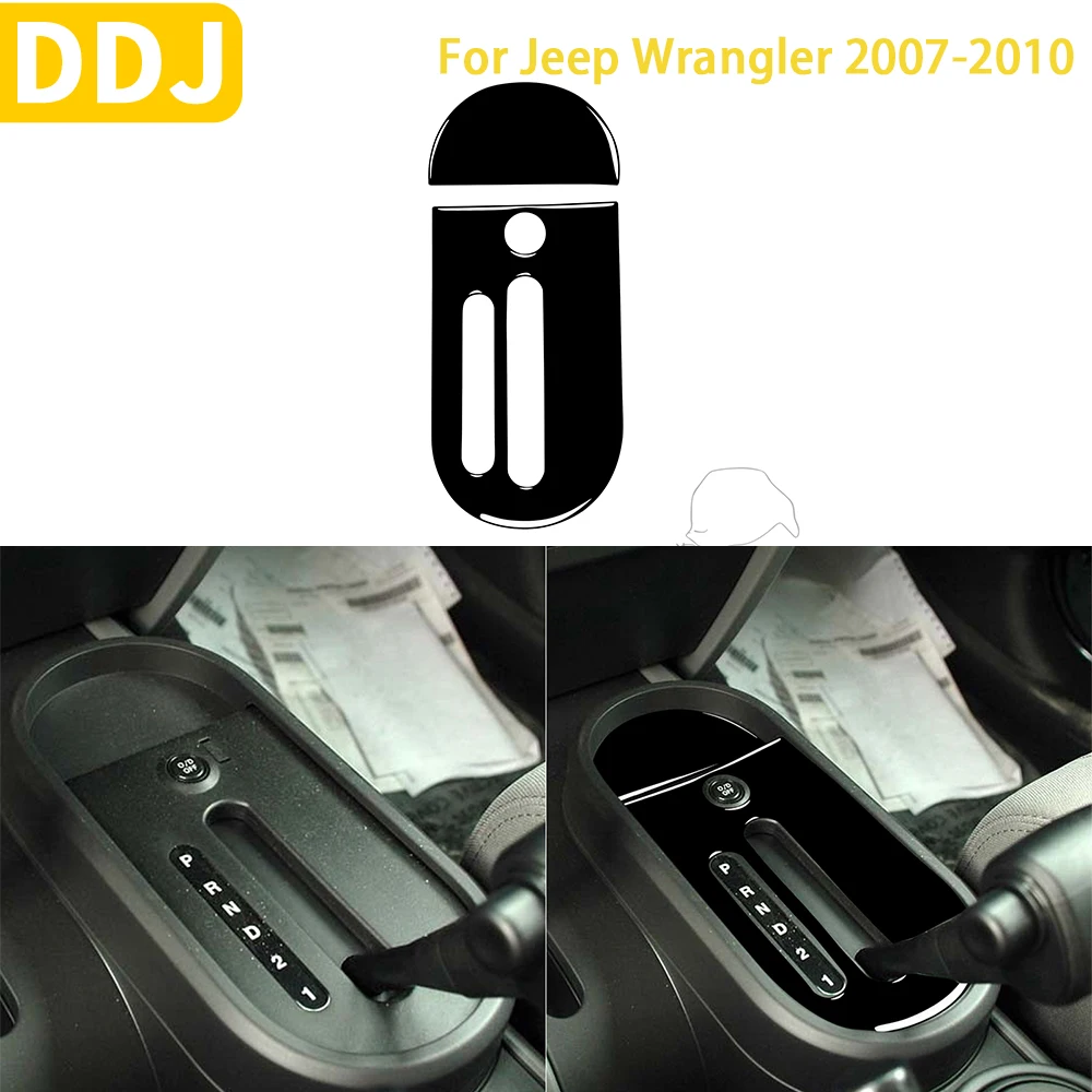 

Аксессуары для Jeep Wrangler 2007-2010 пианино, черная пластиковая панель переключения передач для салона автомобиля, декоративная наклейка для модификации