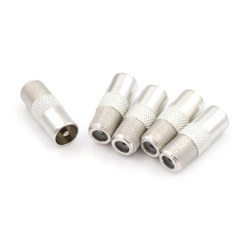 

5PCS/lot Silver Coaxial Coax RF Adapter Connectors TV Male Plug to "F" Female