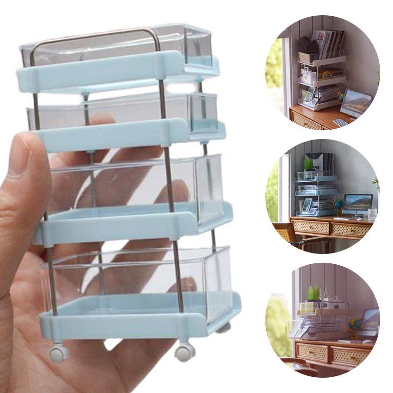 

1/6 Dollhouse Miniature Furniture Trolley Dining Car Shelf Bookshelf With Wheels Doll Storage Display Rack Model Dollhouse Decor