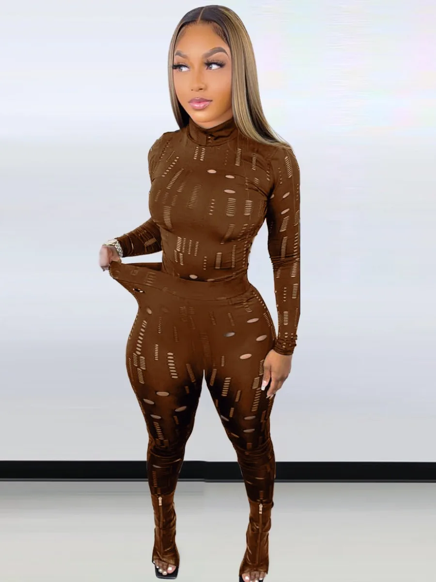 

LW Ripped Stretchy Cut Out Pants Set