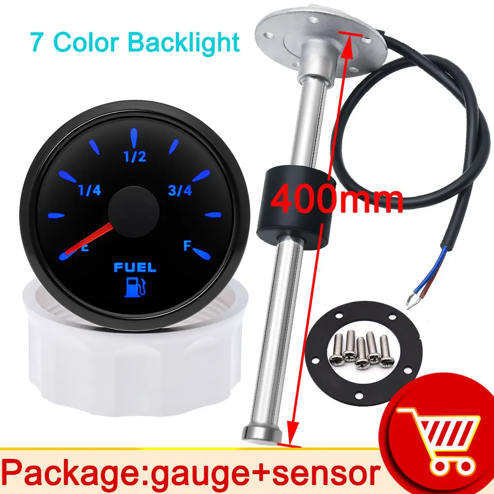 

52 мм 0 ~ 190 Ом Цифровой водонепроницаемый датчик уровня топливного бака Универсальный датчик уровня топлива 100-550 с 7 цветными светодиодный индикатором масляного бака