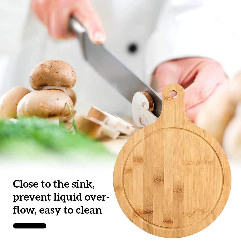 

Chopping Board Bamboo Block Pizza Plate Kitchen Fruit Vegetable Meat Slicing Serving Tray