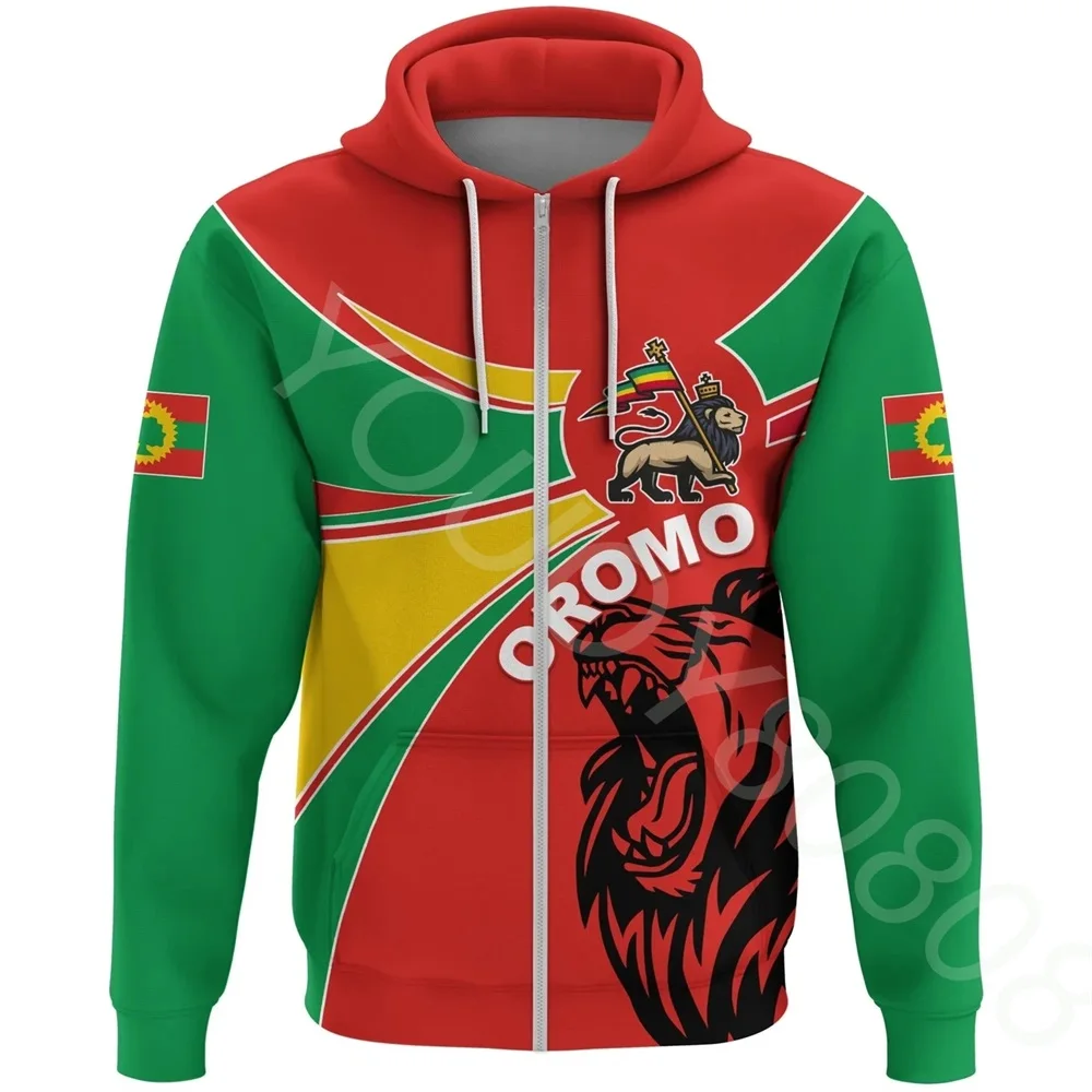 

2022 New Mens Clothing Fall Winter Oromo Circle Badge Lion Pattern Zip Hoodie 3D Print Retro Harajuku Sportswear Top