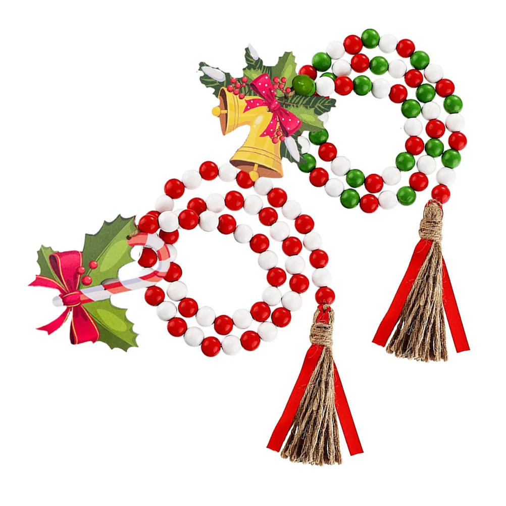 

Garland Bead Christmas Wood Beads Wooden Decortree String Tasseltray Rustic Party Wreath Candy Farmhouse Tassels Prayer Pendant