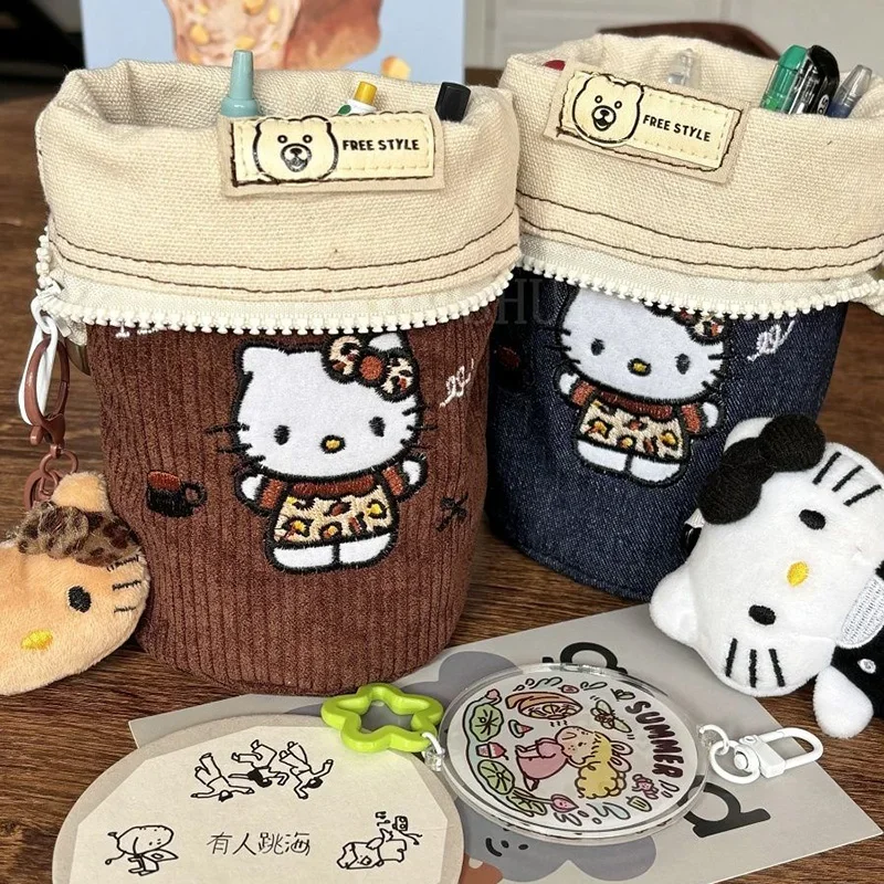 Новинка канцелярские сумки Hello Kitty милый вельветовый органайзер для ручек в стиле
