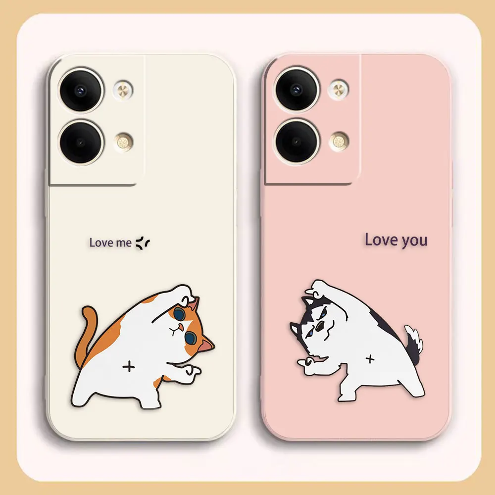 

Phone Case For OPPO RENO 8 7 9 6 7SE 5 4 4SE 4 4G 5G PRO PLUS Colour Simple Case Cover Funda Cqoue Shell Capa Funny Couple Cats