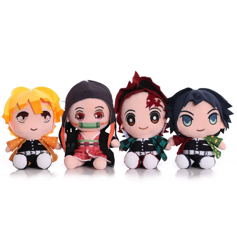 

4pcs/set New 20cm Cute Kimetsu No Yaiba Agatsuma Zenitsu Nezuko Stuffed Dolls Anime Demon Slayer Plush Toys Gift for Boys Girls