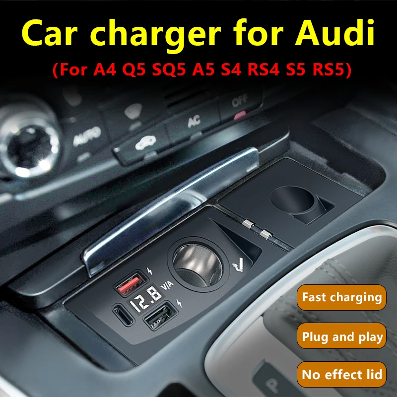 

Для Audi A4 B8 A5 A4 Allroad S4 RS4 Q5 SQ5 8R S5 RS5 Автомобильное зарядное устройство USB Быстрая зарядка прикуривателя Разветвитель QC3.0 Type-C PD2.0