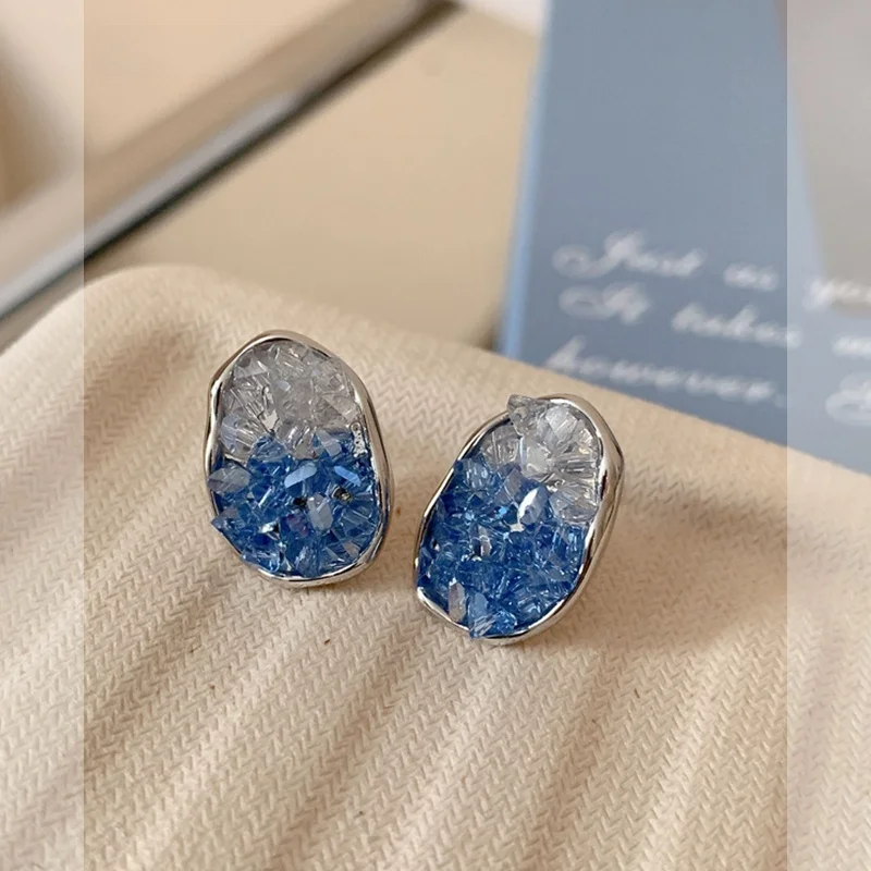  Женские серьги с градиентом синего морского кристалла новинка 2024 популярные