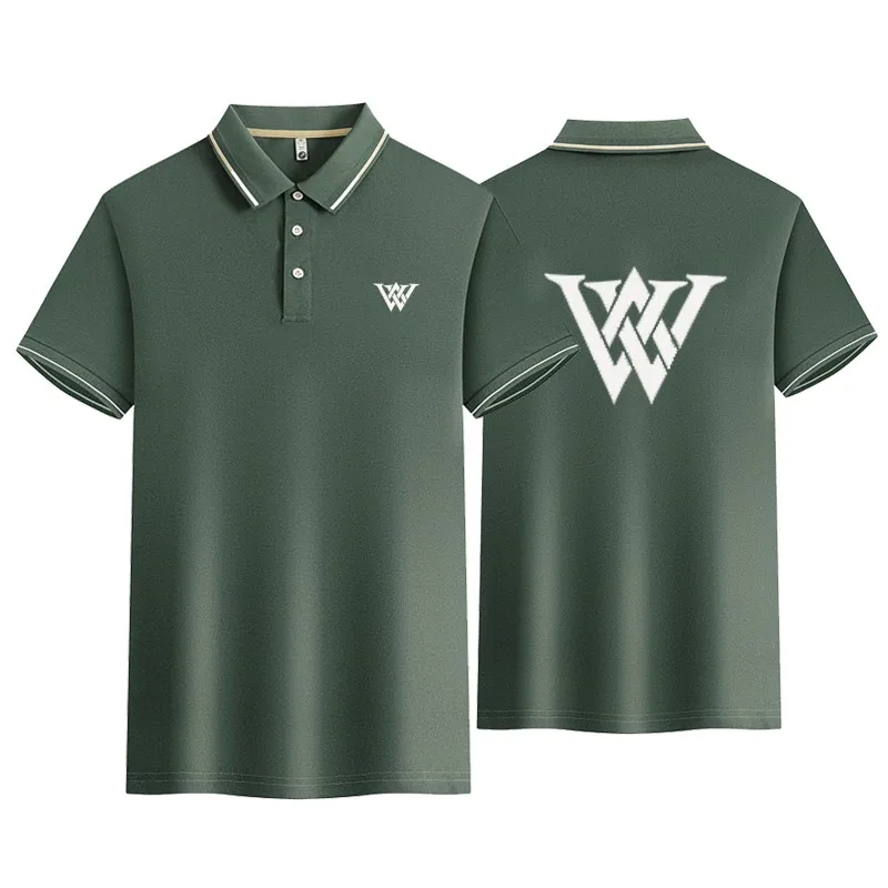 Golf Summer Men's Polo Shirt Men's Polo Neck Slim Fit Solid Button Short Sleeve Casual Men's Business T-shirt Top