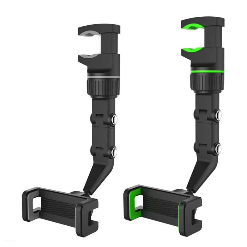 

Green/Gray Adjustable Rearview Mirror Car Phone Holder 360-degree Rotation Can Stretch and Hide the Phone Holder Buckle