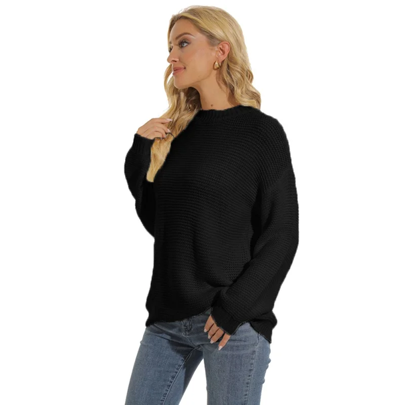 

Female Round Neck Straight Tube Long Sleeve Sweaters Autumn Winter Women's Pullovers Warmth Simplicity Commuting Comfortable