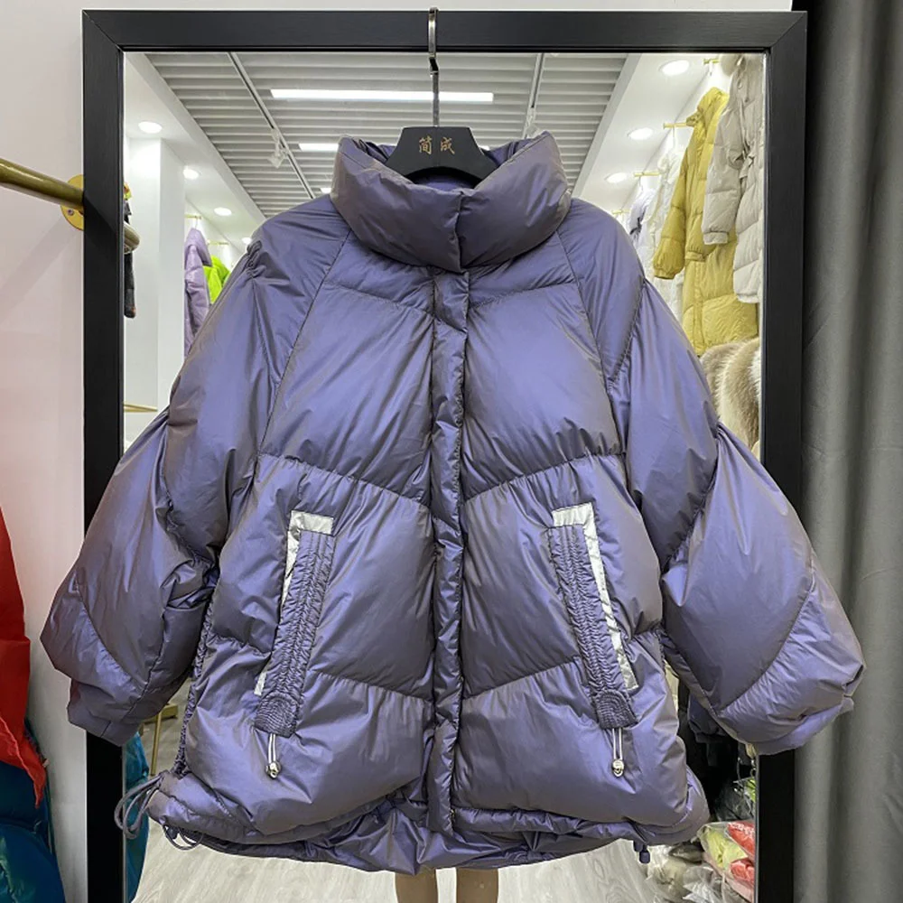 Short 90% White Duck Down Jacket Winter Women 2023 Korean Stand-up Collar Warm Parkas Light Loose Down Coat Woman Glossy Jackets