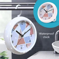 waterproof clock can be used for bathroom round wall clock desktop clock household clock with hook mute