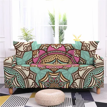 Deluxe Ethnic Tribe Mandala Printing Sofa Cover Sofa Slipcover Non Slip Washable Polyester Furniture Protector for Women Gifts