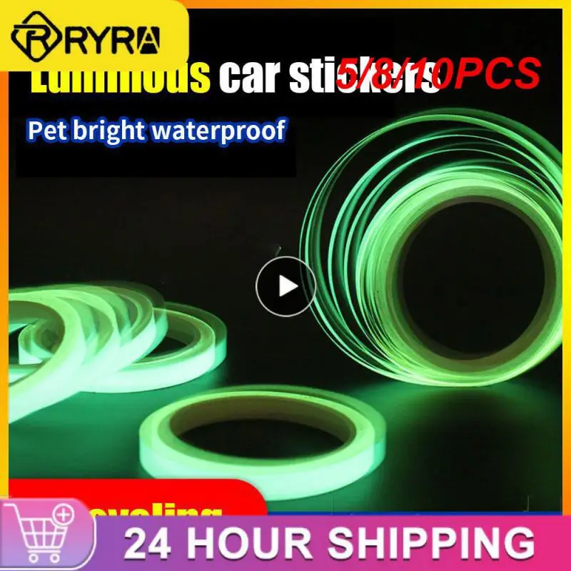 

5/8/10PCS Green Warning Ground Light Car Reflective Sticker Universal Car Luminous Tape Durable Non-slip