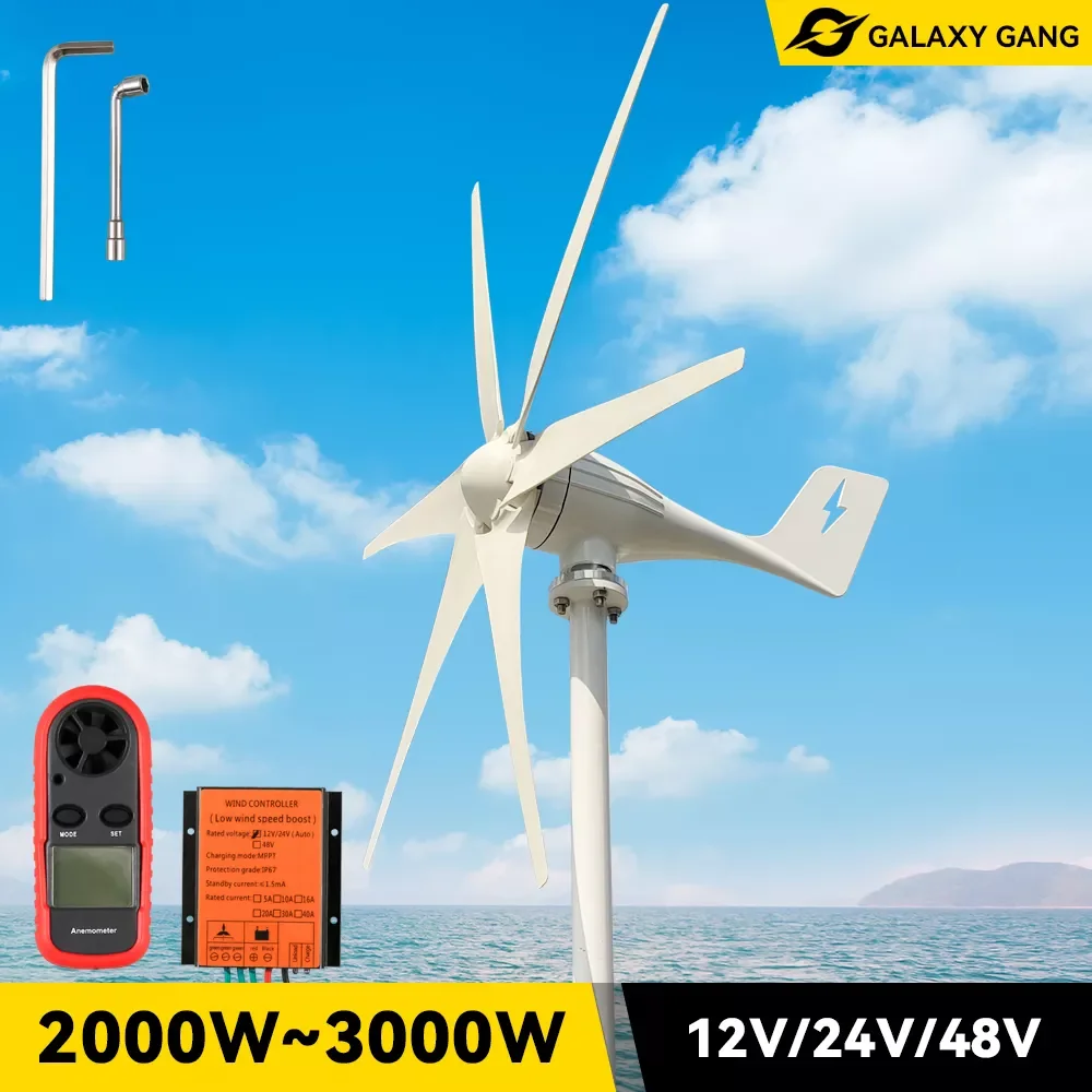 

Free Energy Wind Turbine Generator 3000W 2000W With MPPT Charge Controller Windmills RV Yacht Farm Small Wind Generator Home Use