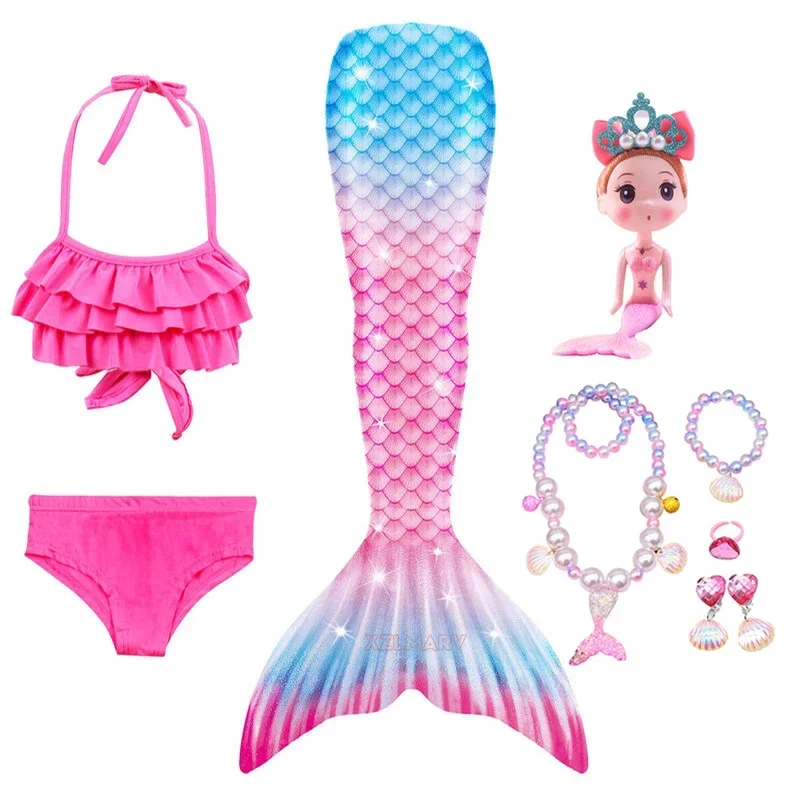 5 шт./компл. костюм с хвостом для девочек детский Русалочки плавания детская