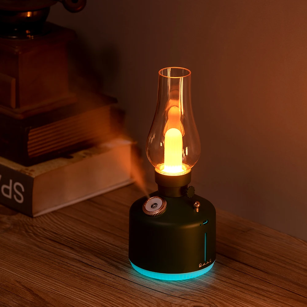 Retro Quiet Humidifier 2 Mist Modes Mini Air Atomizer USB Charge Night Light Bar/Cafe/Car/Home Colorful Atmosphere Creative Lamp