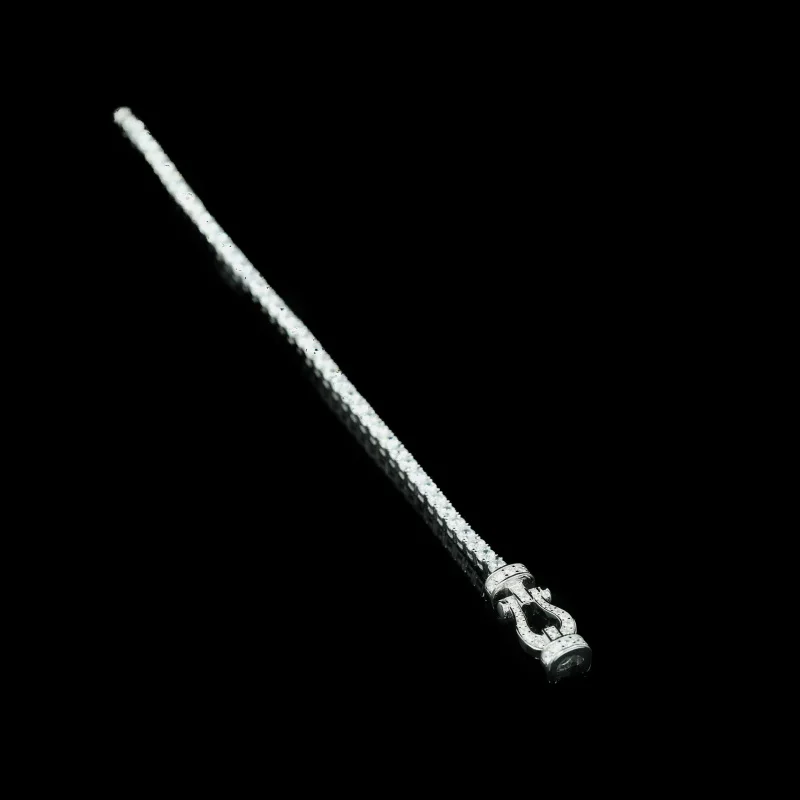 925 silver gold-plated hand jewelry high carbon diamond round bright cut horseshoe magnet bracelet personality fashion