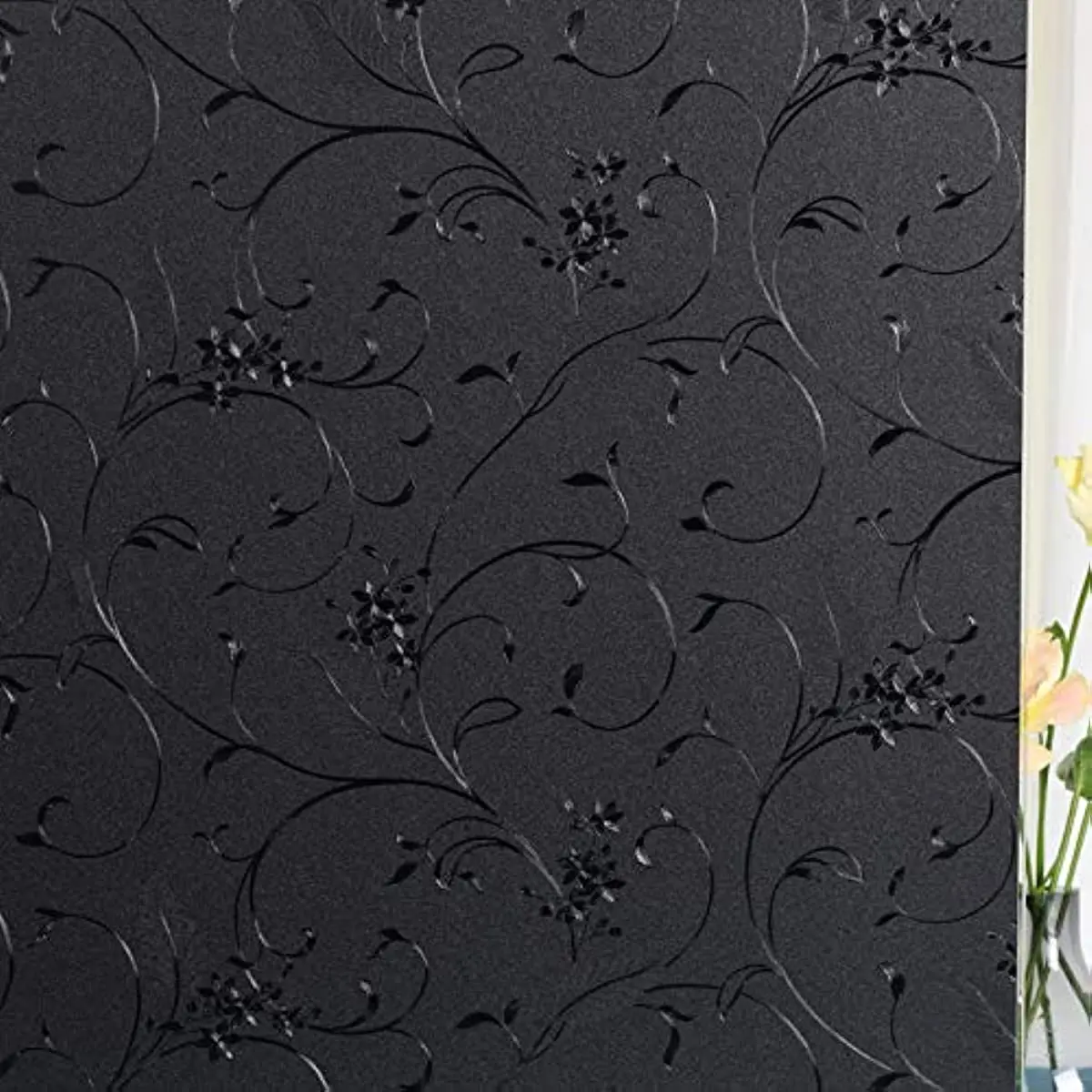 

Total Blackout Privacy Window Film Light Blocking Heat Control Glass Door Film Room Darkening Window Cling,No Glue Anti UV