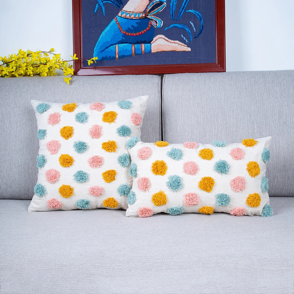 

Moroccan Style Sofa Pillow Cover 45x45cm/30x50cm Solid Color Dot Tufting Pillowcase Home Decoration Pillow Covers Decorative