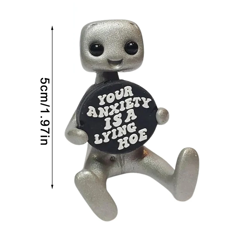 Твоя тревога — лежащий робот H*e милый крошечный фигурка психического здоровья