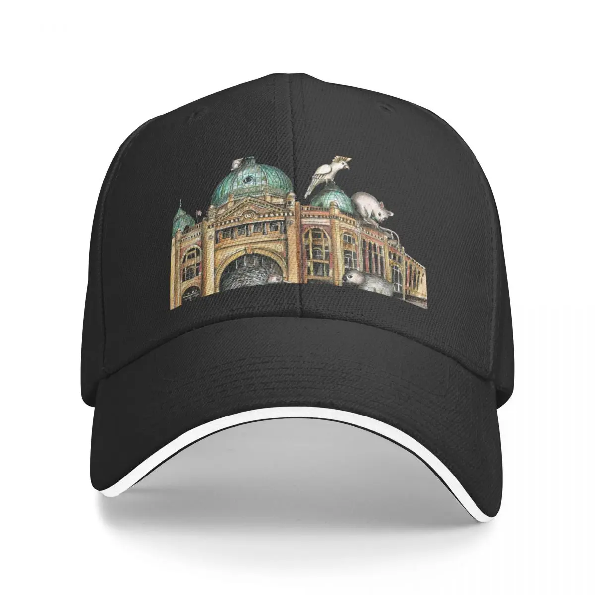 Flinders Street Station Melbourne Бейсболка Черный чай Шляпа Женские шапки Мужские