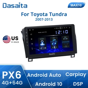 Dasaita Android 10,0 автомобильный GPS-радиоприемник для Toyota Tundra 2007-2013 Sequoia 2008-2018 мультимедийный плеер 10,2 