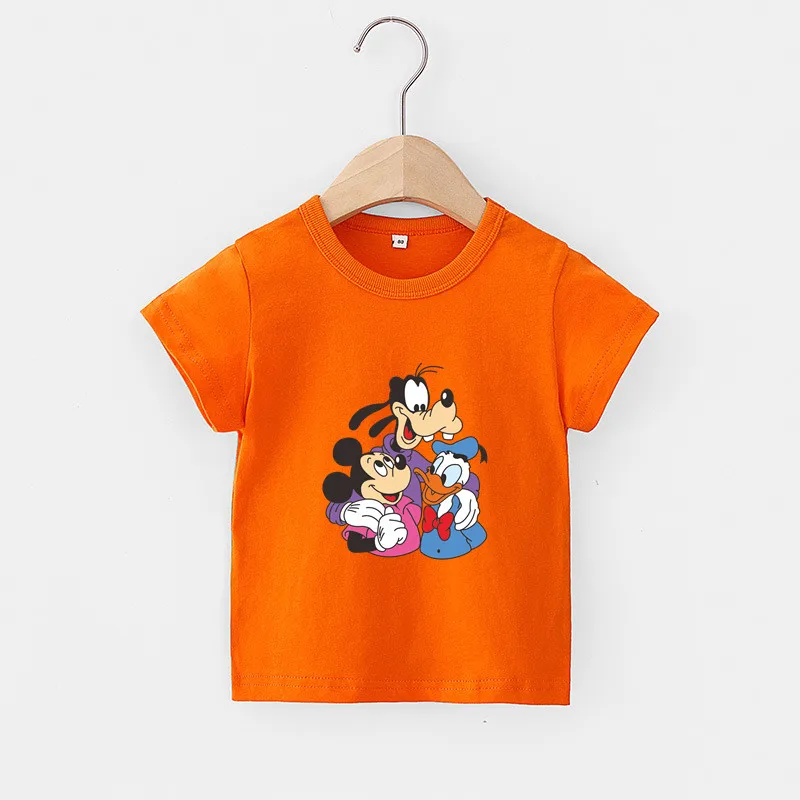 Summer Baby Boy Clothes Mickey Mouse Goofy Duck Friend Short Sleeve T Shirts 2-8 Year Children Tops Casual Clothing Kids Costume |