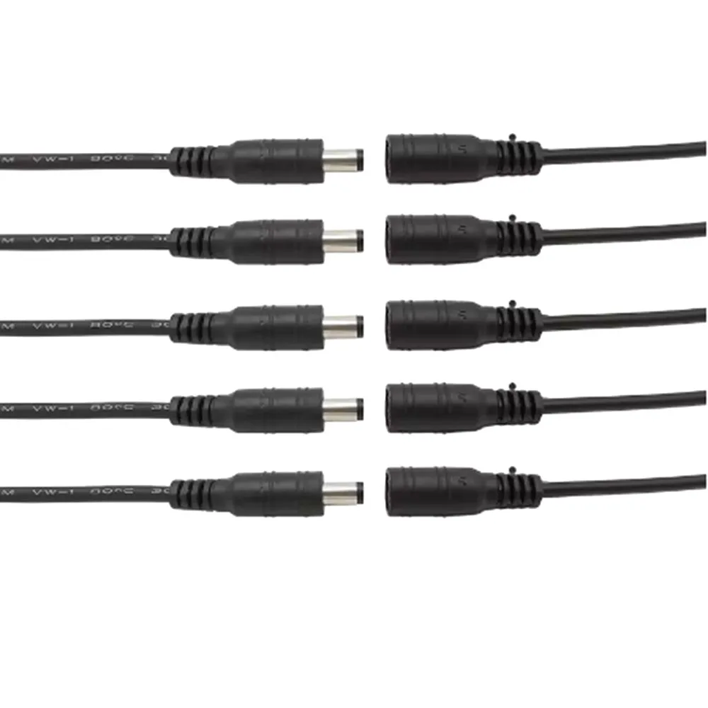 1/5/10 шт. черный 5 x 2 1 мм штекер постоянного тока папа-мама кабель проводной косичка