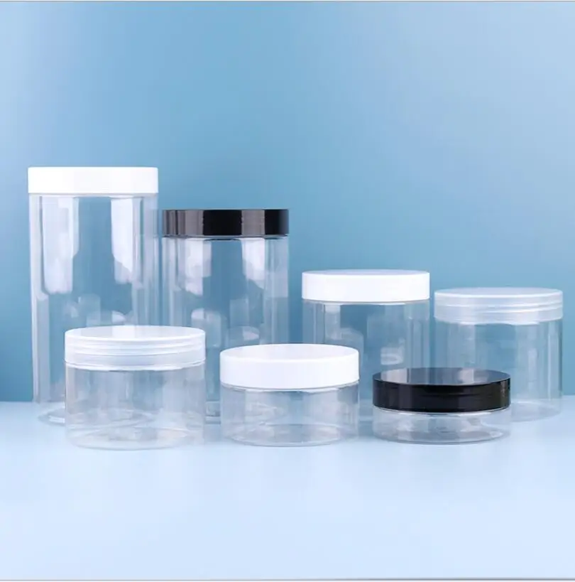 

30pcs/lot 150g 200g 250g Plastic Cosmetic Jar Clear Serum Bottle Plastic Cap Cream Container 50g 80g 100g 120g