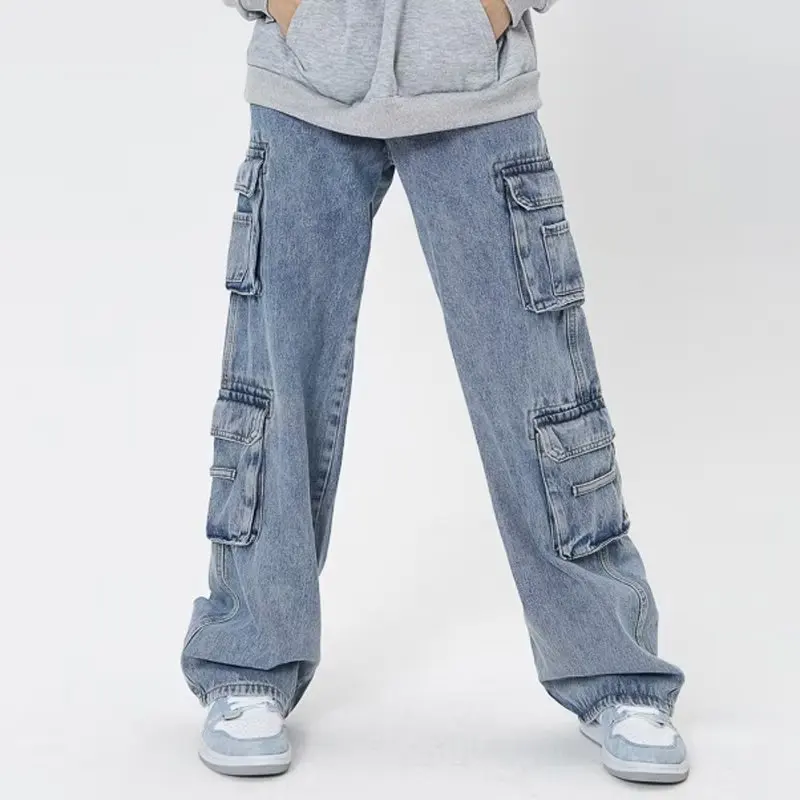 Женские винтажные джинсы Y2K уличные прямые комбинезоны в стиле хип-хоп с широкими