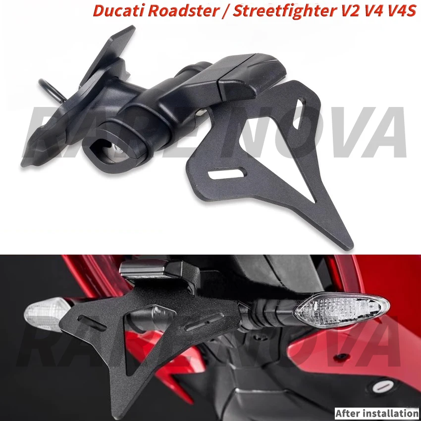 Фото Держатель лицензии мотоцикла для DUCATI Panigale V4 V4S Streetfighte V4 V2, хвостовой элиминатор, модифицированные стальные аксессуары для номерного знака №1