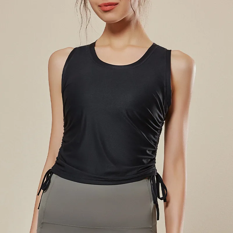 

Женская свободная и быстросохнущая летняя тонкая одежда для йоги и фитнеса, топ с круглым вырезом, воздухопроницаемая блузка