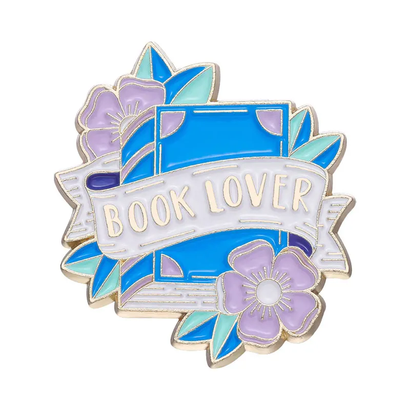 

Book Lover Brooches Floral Enamel Pins Clothing Hat Decoration Lapel Badges I Love Reading Jewelry Accessories Gift for Kids
