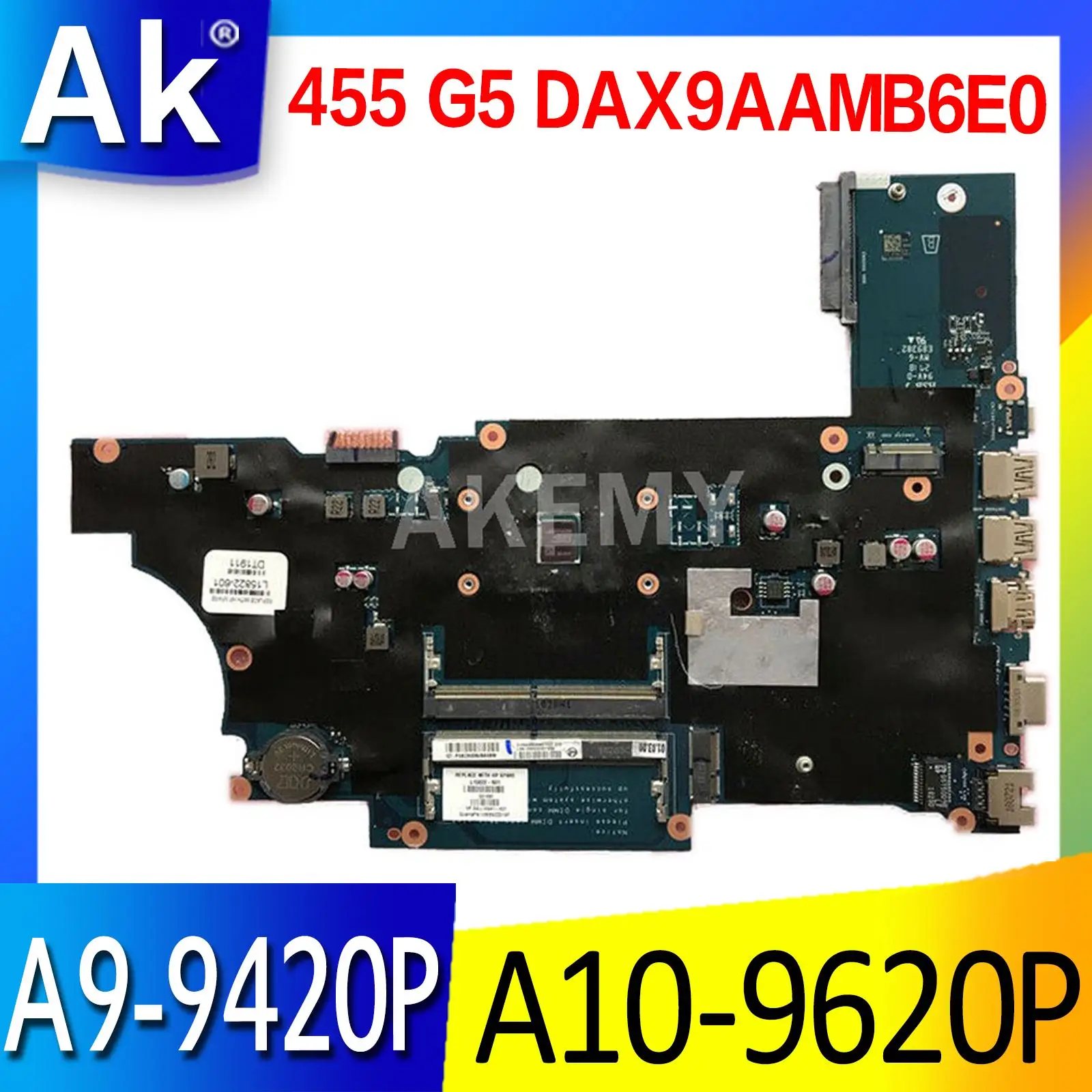 

For HP PROBOOK 455 G5 Laptop Motherboard Mainboard With A9-9420P A10-9620P AMD CPU DAX9AAMB6E0 Motherboard 100% Tested Fast Ship
