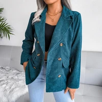 sexy v neck corduroy small suit jacket new female self cultivation solid color long sleeved elegant office ladies party jacket