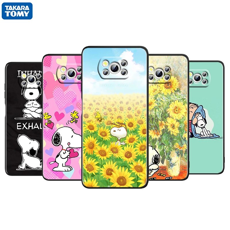 

Charlie Snoopy Friends For Xiaomi Poco M4 X3 F3 GT NFC M3 C3 M2 F2 F1 X2 Pro Mi Mix3 Soft Black Phone Case Cover Fundas Coque