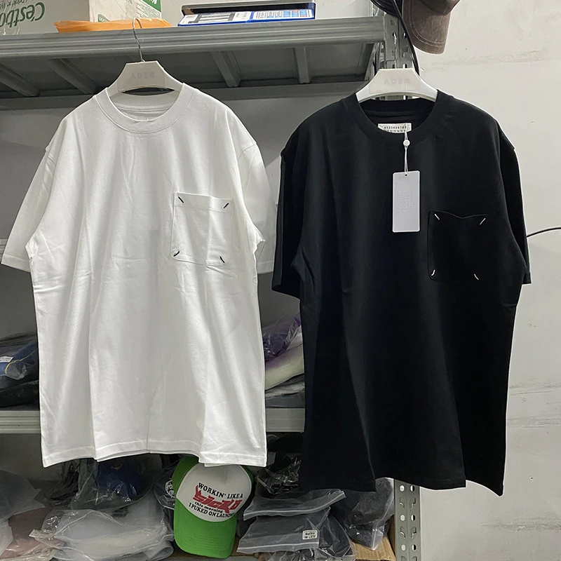 

Новая футболка MM6 Margiela с карманами для мужчин и женщин, футболки с коротким рукавом, топы, футболки для спортзала