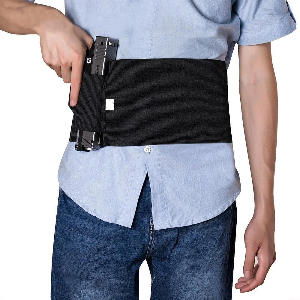 

Adjustable Tactical 37" Elastic Belly Band Waist Gun Holster 2 Magazine Pouches Concealed Carry Universal Pistol Band Holster