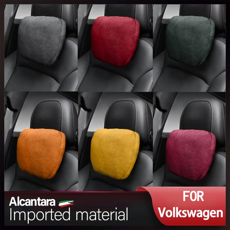 

For Volkswagen Alcnatara Suede Car Headrest Neck Support Seat Soft Universal Adjustable Car Pillow Neck Rest Cushion accessories