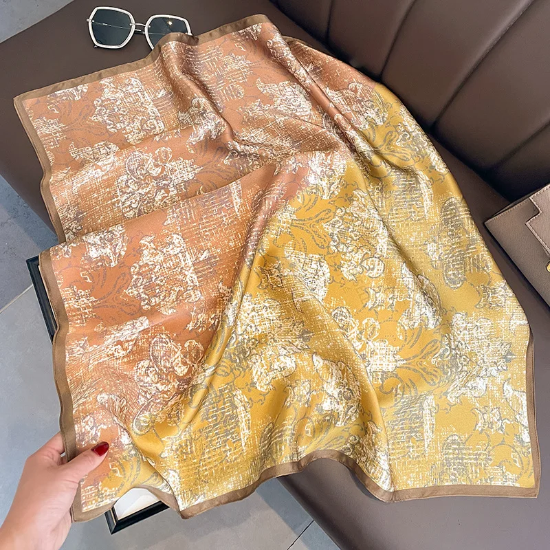 

Дизайнерский роскошный брендовый квадратный шарф из 100% натурального шелка, Женская Шейная шаль, бандана, женские весенние шарфы