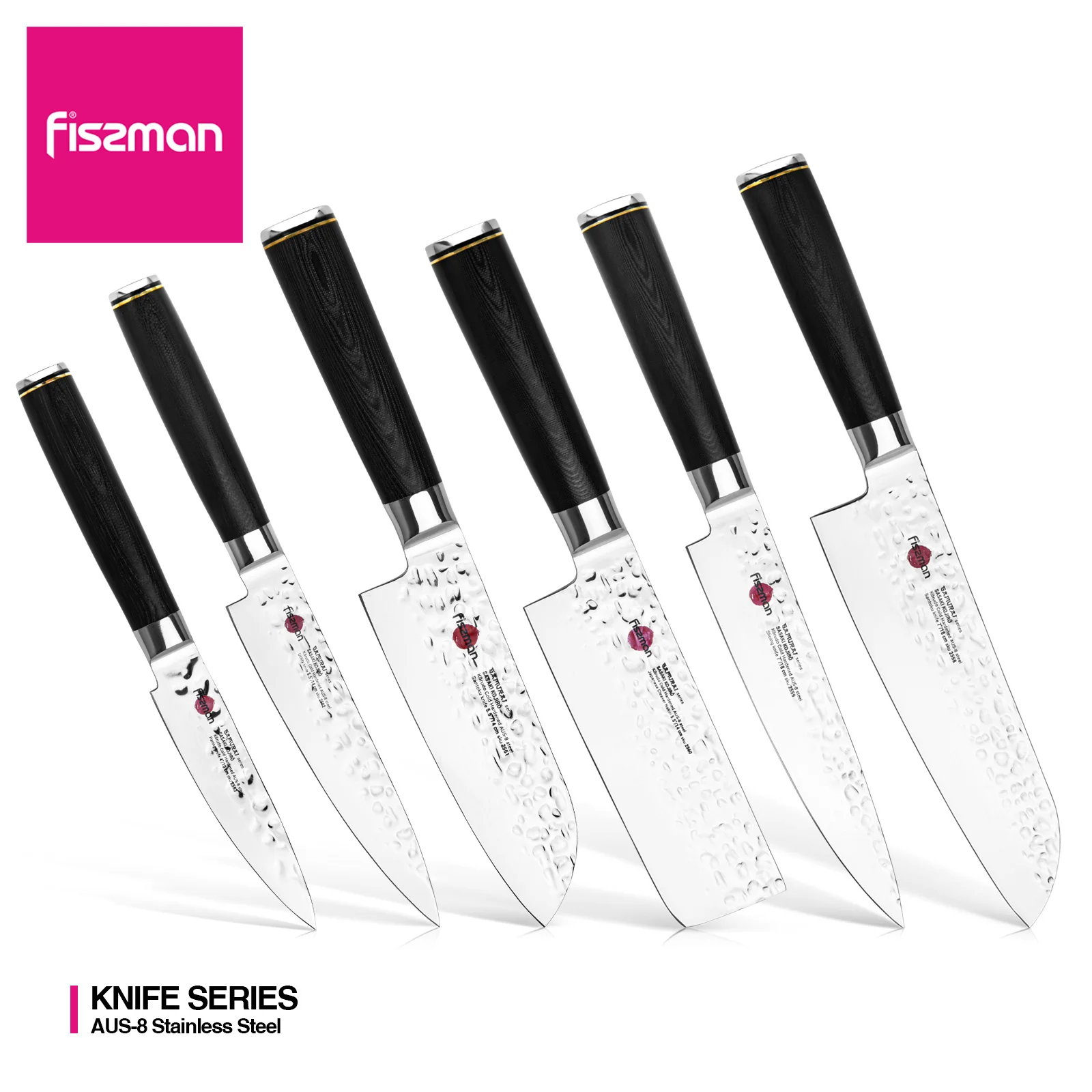 

Fissman Professional Chef Knife Set for Kitchen Apricot Clever Stainless Steel (AUS-8) KENSEI HANZO Series